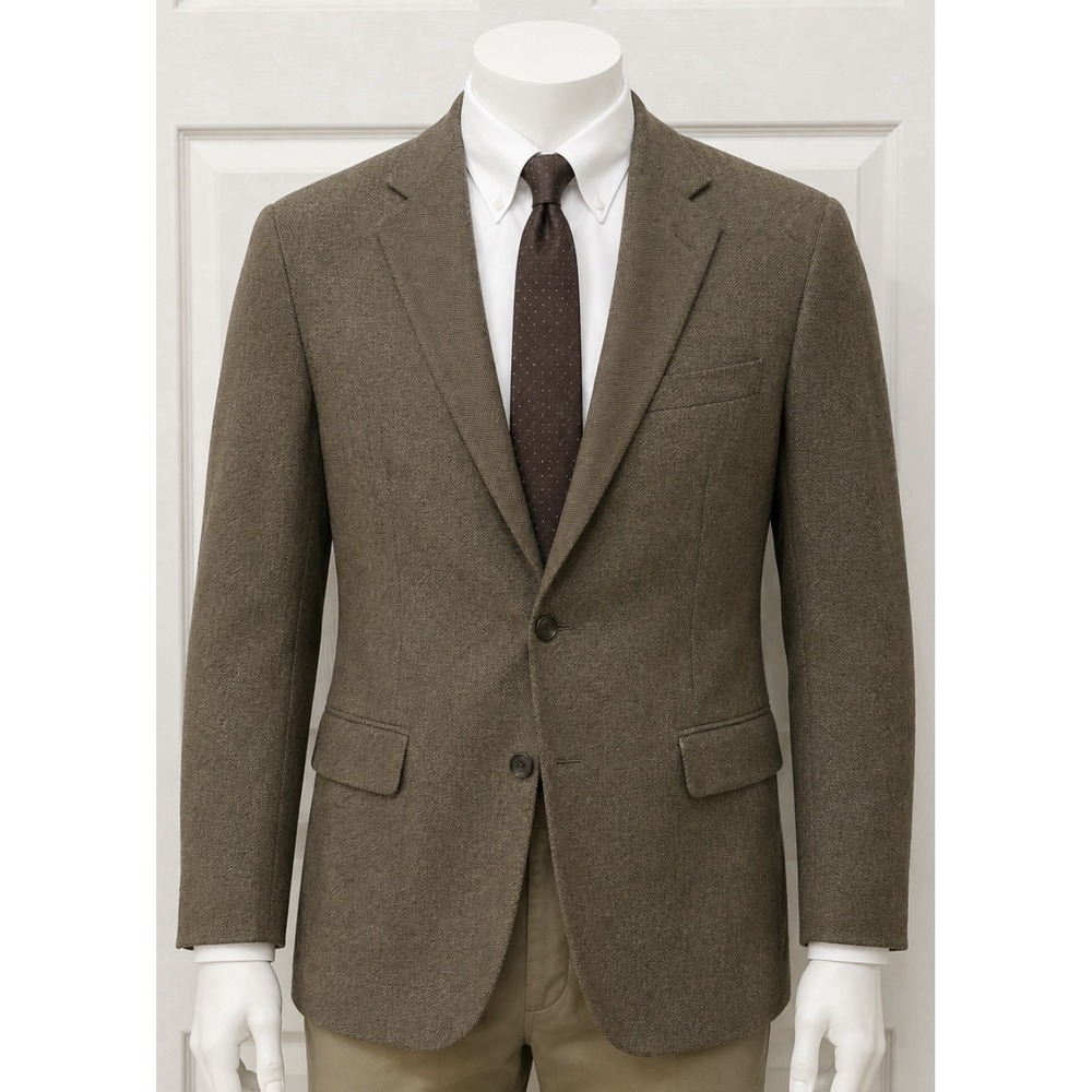 HOLBROOK Men's Lambswool Blazer Sport Coat Jacket Brown Tweed 42R Sophisticated